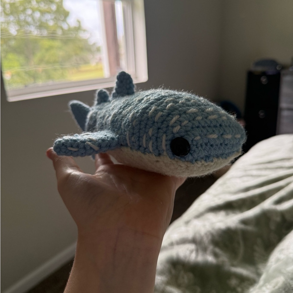 Blue Knitted Shark Stuffed Animal